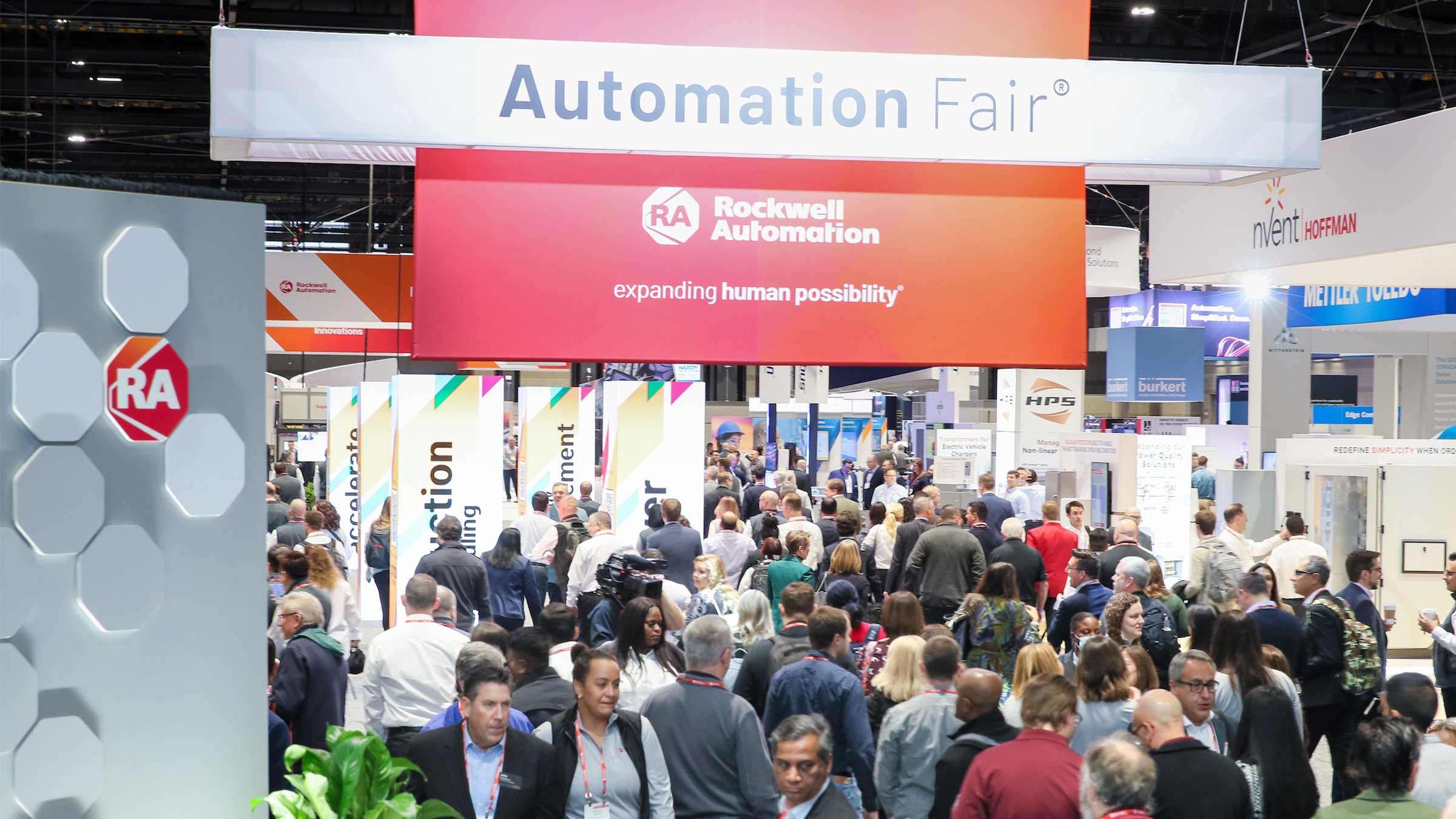 Entrance with attendee crowds