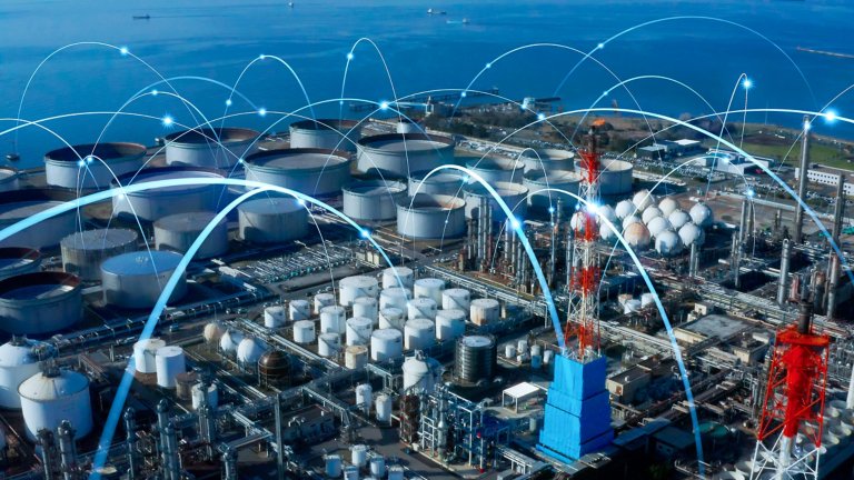 Concepto de tecnología industrial. Red de comunicación.
