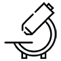 black outline of a microscope for life sciences