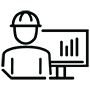 person at computer with hard hat icon