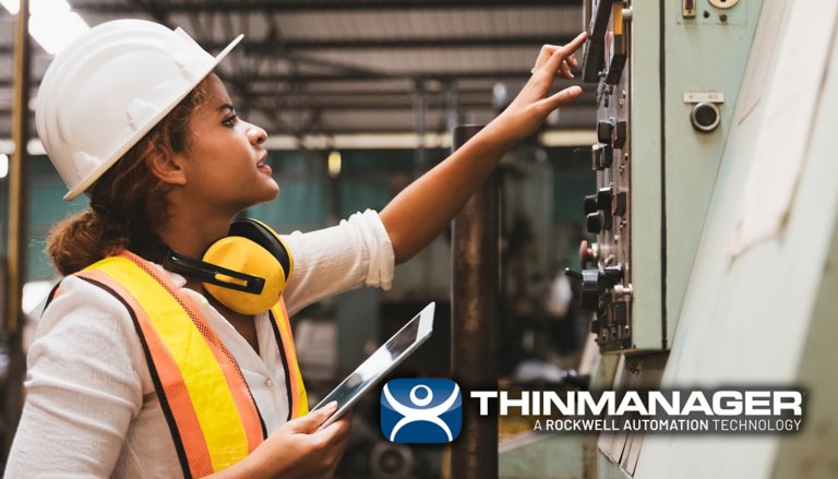 ThinManager female working with a tablet